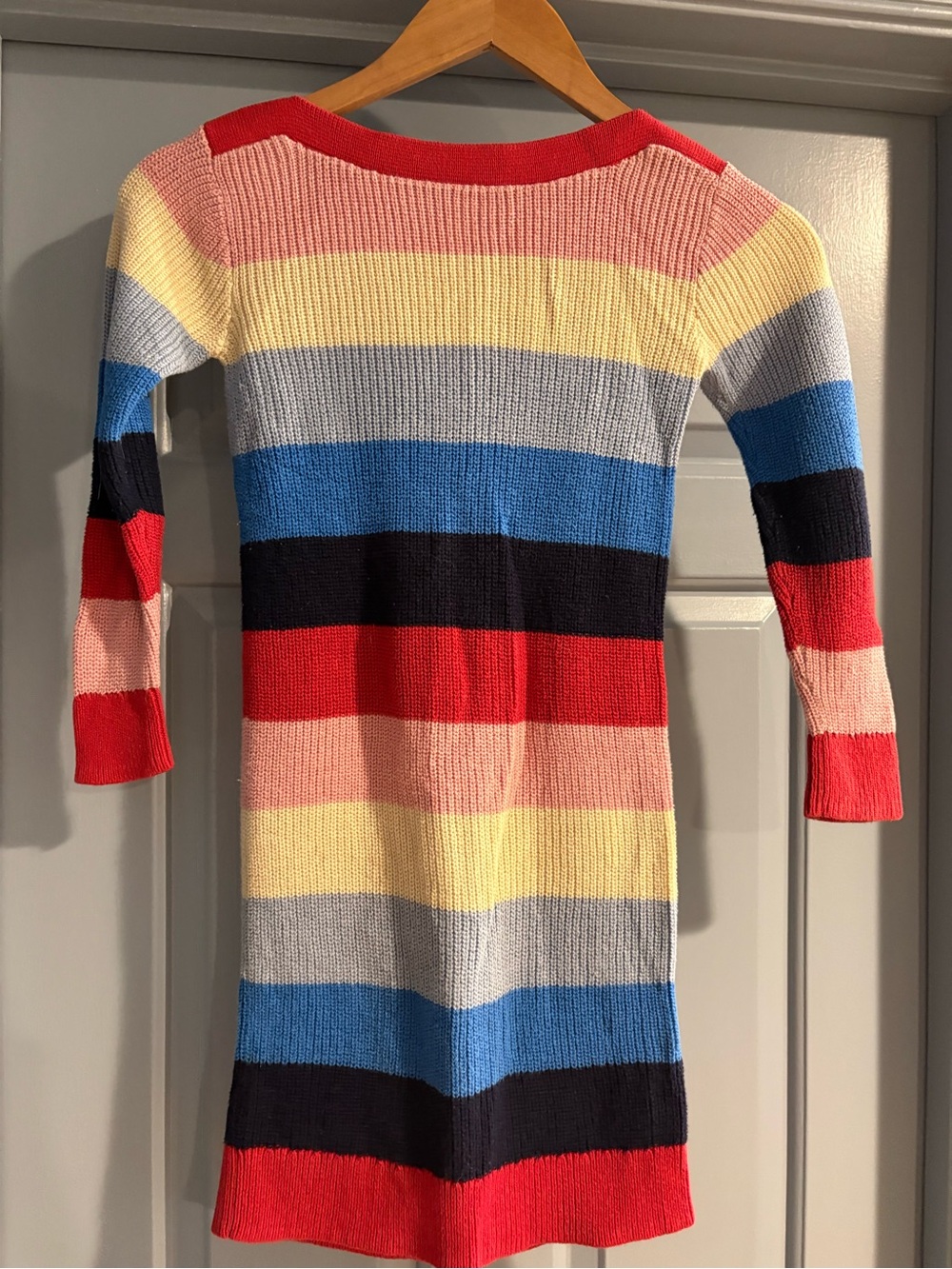 GAP Multicolor Striped Knit Dress with Red, Pink, Yellow, Blue, Black